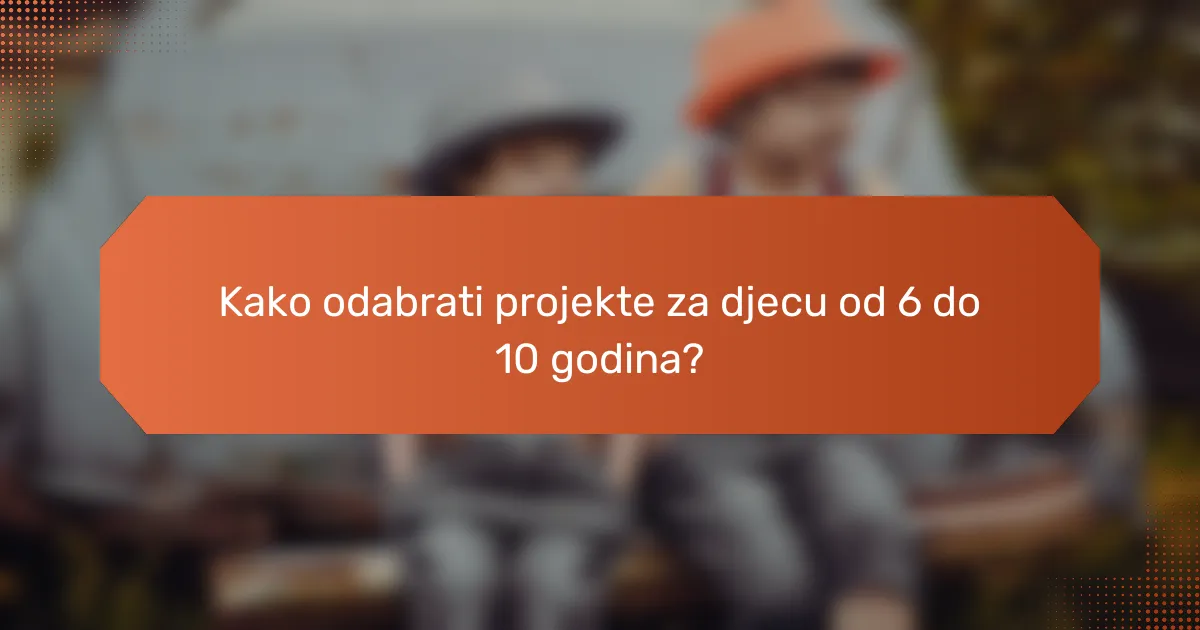 Kako odabrati projekte za djecu od 6 do 10 godina?